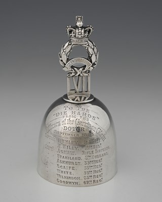 Lot 353 - A Victorian Regimental silver table bell,...