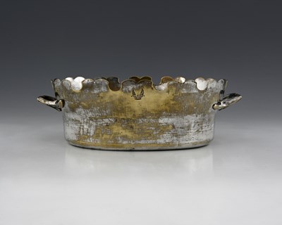 Lot 591 - A crested brass verriere, engraved with an...