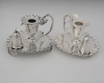 Lot 765 - Hukin and Heath, two naturalistic hazel leaf...
