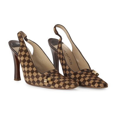 Lot 293 - Louis Vuitton, a pair of damier slingback heels.
