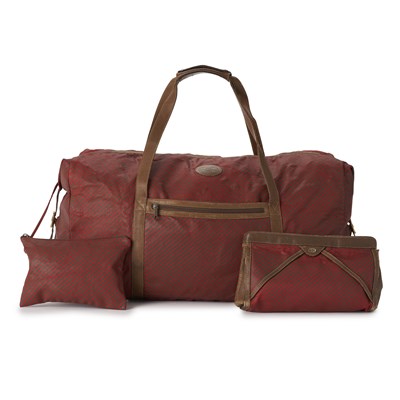 Lot 393 - Gucci, a collapsible vintage holdall w/ pouch and toiletry bag.
