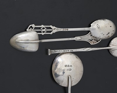 Lot 47 - Four Arts and Crafts silver spoons, including...