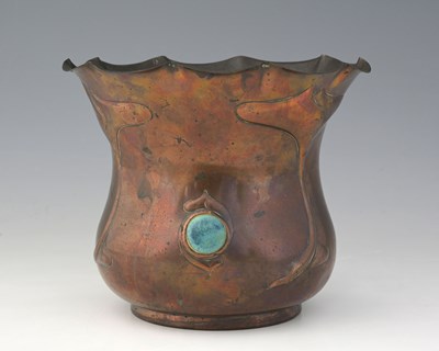 Lot 106 - An Arts and Crafts Ruskin set copper...