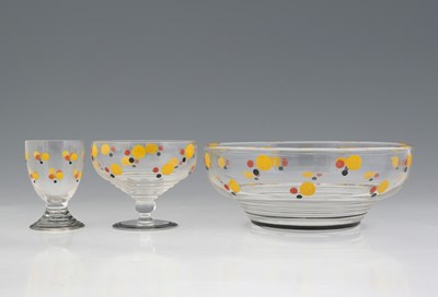 Lot 438 - Stuart, three Art Deco polka dot enamelled...