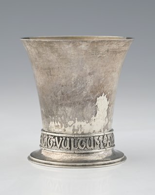 Lot 72 - Omar Ramsden, an Arts and Crafts silver motto...
