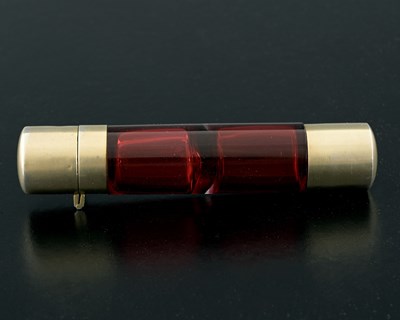 Lot 44 - A Victorian gilt metal and cranberry glass...