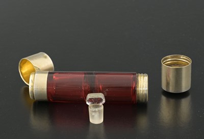 Lot 44 - A Victorian gilt metal and cranberry glass...