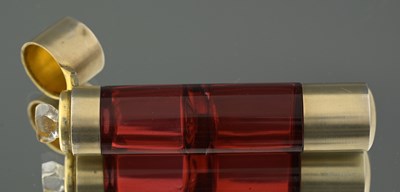 Lot 44 - A Victorian gilt metal and cranberry glass...