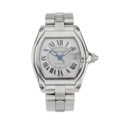 Lot 228 - Cartier, a stainless steel Roadster bracelet watch