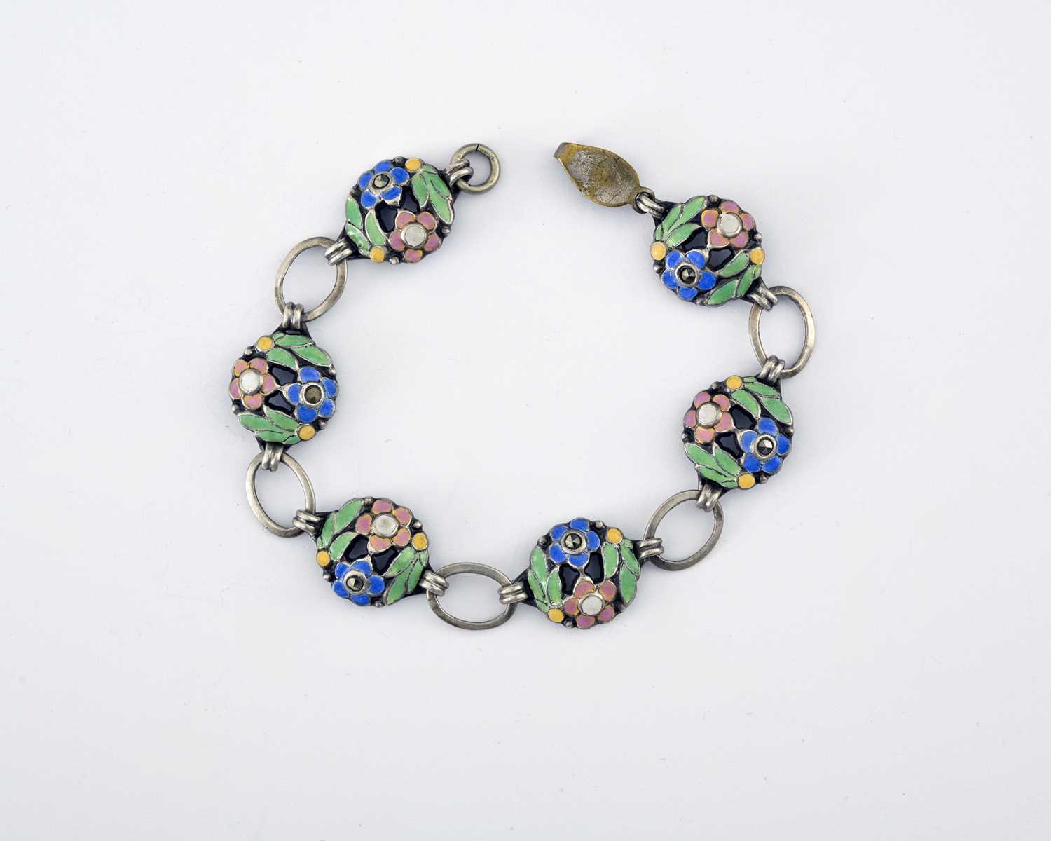 Lot 24 - Bernard Instone, a polychrome enamel marcasite bracelet