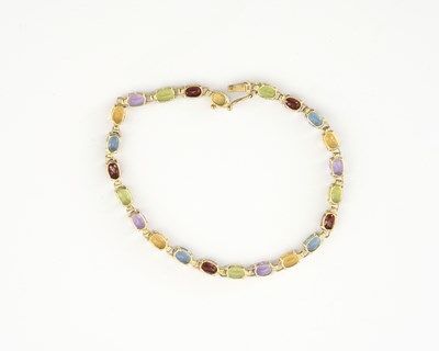 Lot 5 - A 9ct gold harlequin multi-gem line bracelet