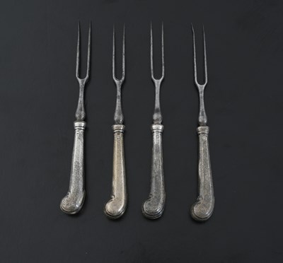Lot 372 - A set of four eighteenth-century silver and...