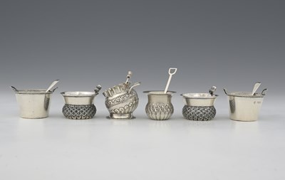 Lot 212 - Six novelty silver salts, to include a pair of...