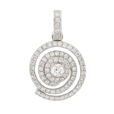 Lot 70 - A diamond cluster swirl pendant