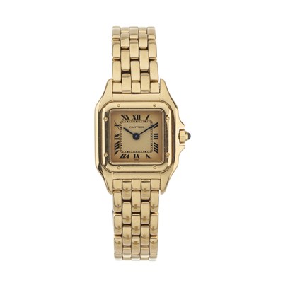Lot 227 - Cartier, an 18ct gold Panthère bracelet watch