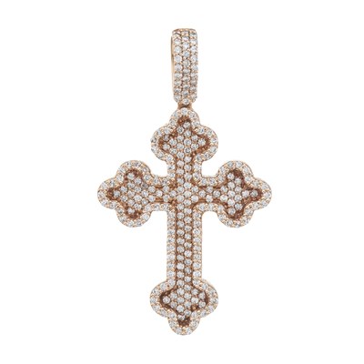 Lot 155 - A 14ct gold diamond cross pendant