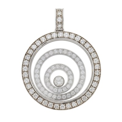 Lot 48 - Chopard, an 18ct white gold diamond Happy Spirit pendant