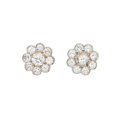Lot 96 - A pair of diamond, ruby, sapphire, emerald and pearl interchangeable cluster stud earrings