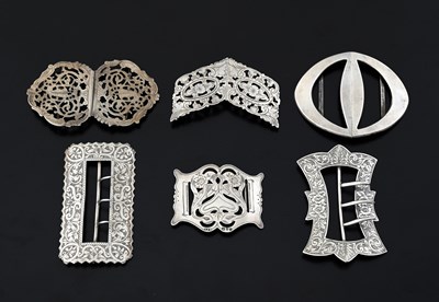 Lot 336 - A group of hallmarked silver buckles, late...