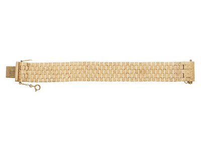 Lot 163 - A mid 20th century 9ct gold textured bracelet
