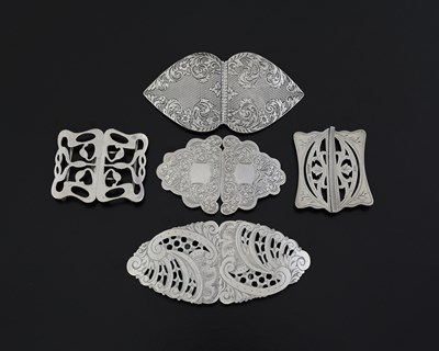 Lot 329 - A group of hallmarked silver buckles,...