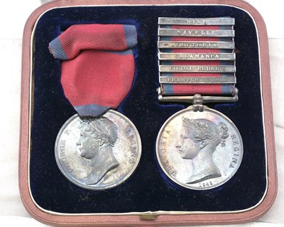 Lot 248 - Waterloo and Peninsular medals and clasps,...