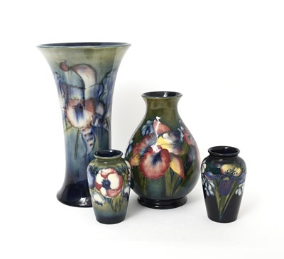 Lot 361 - 'Frilled and Slipper Orchids' a tall Moorcroft...