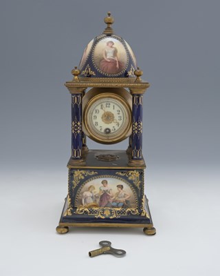 Lot 520 - A Vienna type portico clock, the spheical...