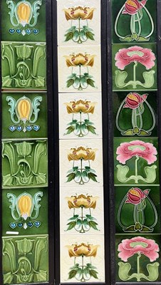 Lot 87 - A collection of Art Nouveau dust pressed tiles,...