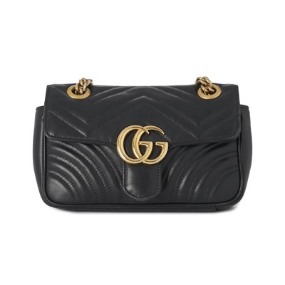 Lot 366 - Gucci, a black leather Marmont handbag.