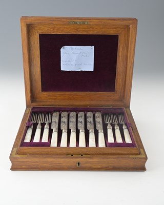 Lot 222 - A set of twelve Edwardian silver and mother-of-...