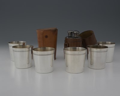 Lot 4 - A cased set of six silver-plated stacking...