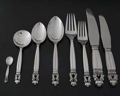 Lot 315 - Georg Jensen, an Acorn pattern flatware...