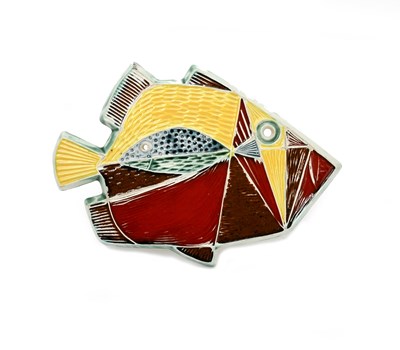 Lot 220 - A rare Poole Pottery Fish wall plaque designed...