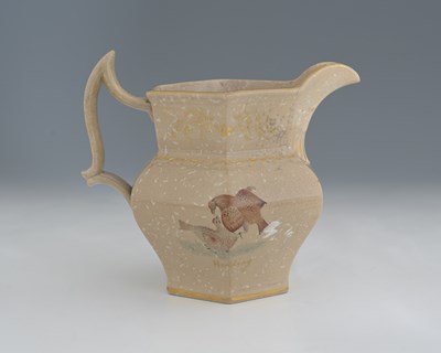 Lot 797 - A Victorian drab ware jug, of hexagonal...