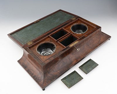 Lot 119 - A large walnut and inlaid table tea caddy,...