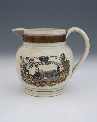 Lot 803 - A Sunderland lustre printed jug, Liberty to...