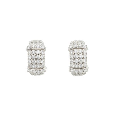 Lot 40 - A pair of 18ct gold diamond hoop earrings