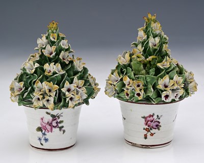 Lot 637 - Derby, a pair of porcelain painted flower pot...