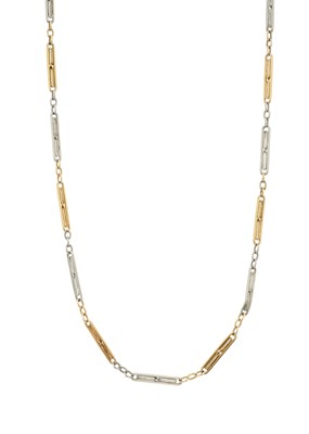 Lot 36 - An Edwardian 18ct gold and platinum bi-colour gold and platinum Albertina chain