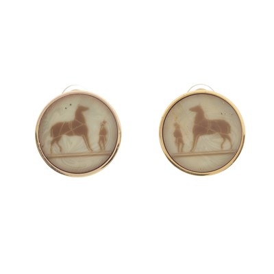 Lot 342 - Hermes, a pair of gold-plated clip-on horse earrings.
