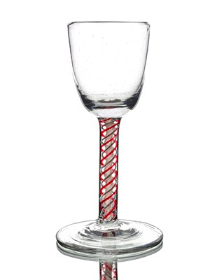 Lot 399 - A colour twist wine glass, circa 1760, the...