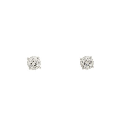 Lot 23 - A pair of 18ct gold brilliant-cut diamond...