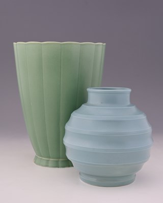 Lot 592 - Keith Murray for Wedgwood, two Art Deco vases,...