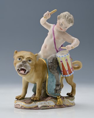Lot 513 - Meissen, a musical satyr figure group, model...