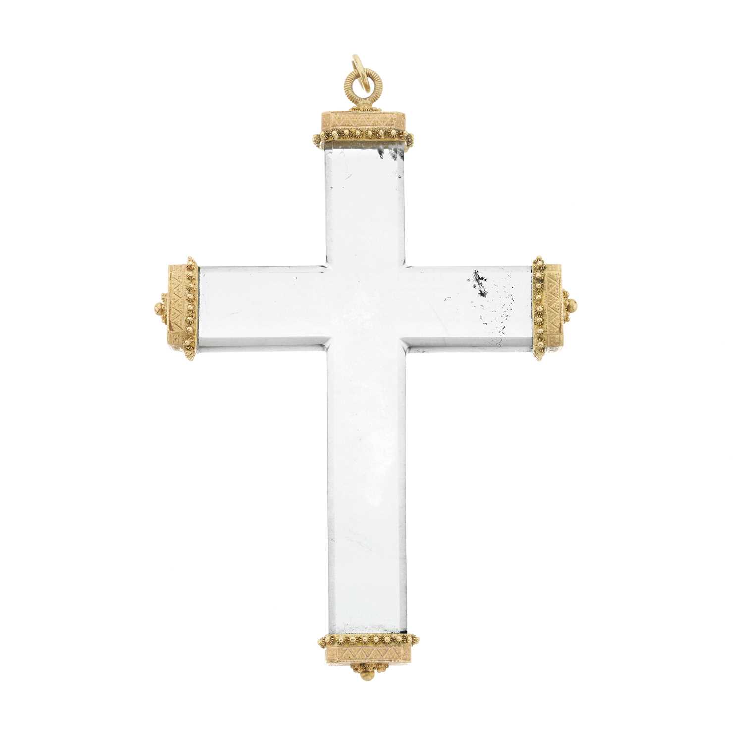 Lot 22 - An early to mid 18th century rock crystal and gold cross pendant