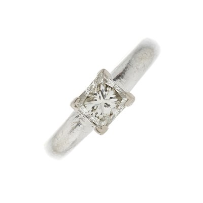 Lot 50 - An 18ct gold square-shape diamond single-stone...
