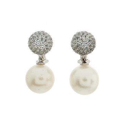 Lot 65 - Seaman Schepps, a pair of 18ct gold aquamarine...