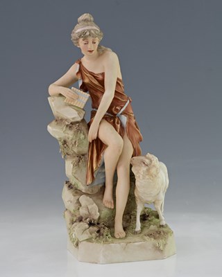Lot 113 - A Royal Dux Bohemia figurine, classical maiden...