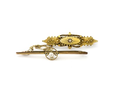 Lot 14 - Two early 20th century gold gem-set brooches